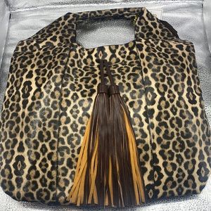 NWT HAUTE GROCERIES Vegan Leather Cheetah Print Hobo With Extras